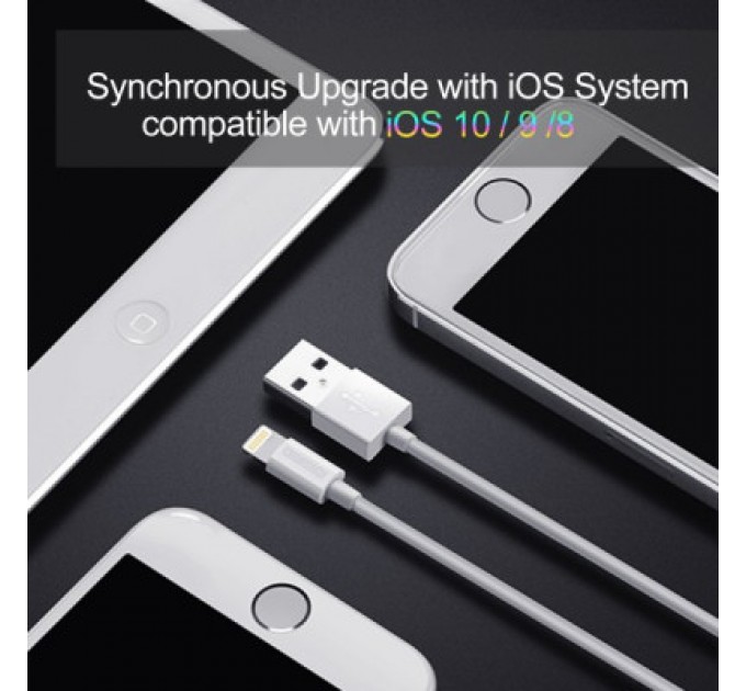 Дата кабель USB 2.0 AM to Lightning 1.8m 2.1A MFI White Choetech (IP0027-WH)