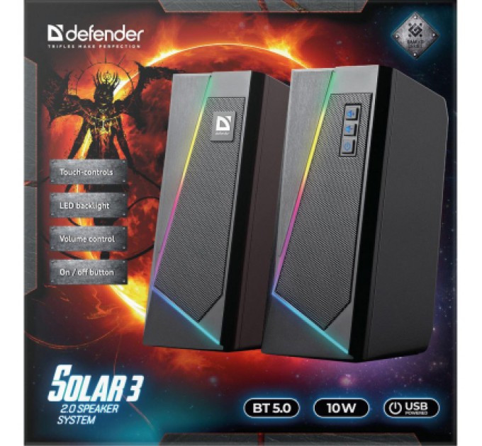 Defender Акустична система Defender Solar 3 Bluetooth Light USB Black (65103)