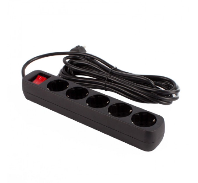 Мережевий фільтр живлення ColorWay CW-PSEA55BK, 5 розеток/ 5M black (CW-PSEA55BK)