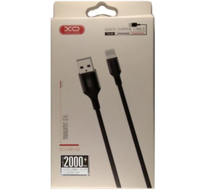 XO Дата кабель USB 2.0 AM to Lightning 1.0m NB143 Braided Black XO (XO-NB143i1-BK)