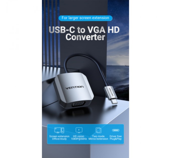 Vention Перехідник USB3.1 Type-C to VGA (F) 0.15m 1080p 60Hz Vention (TDFHB)