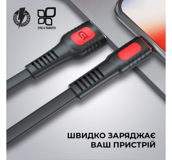 Armorstandart Дата кабель USB 2.0 AM to Lightning 1.0m AR15 2.4A black Armorstandart (ARM59537)