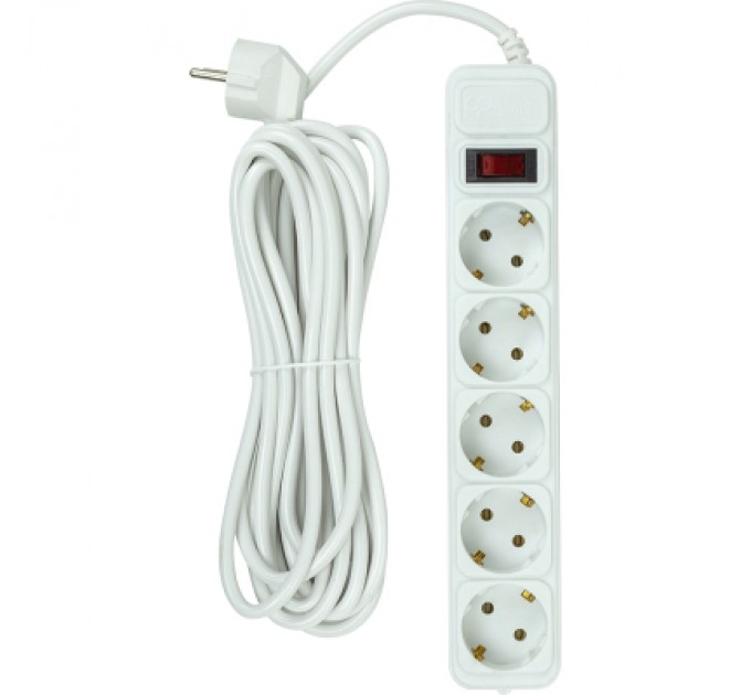 PowerPlant Мережевий фільтр живлення PowerPlant 5м, 5 розеток, євро, 100% мідь (JY-1056/5B) (EX610587)