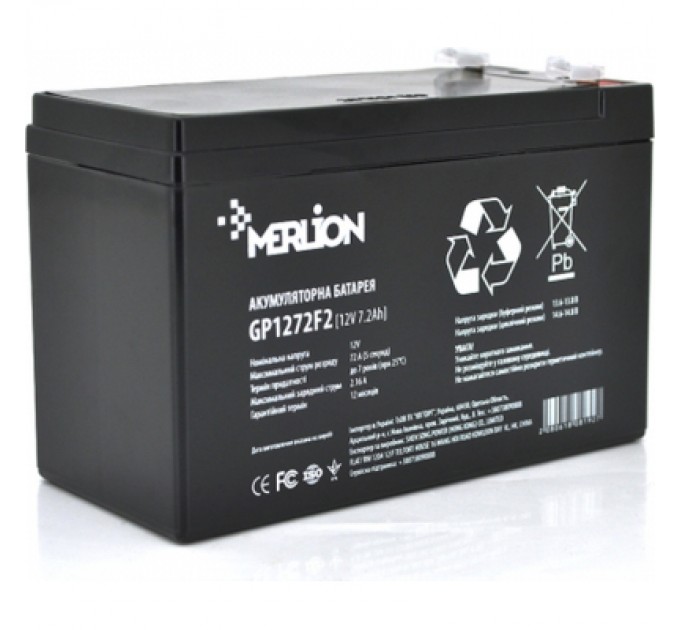 Батарея до ДБЖ Merlion 12V-7.2Ah black (GP1272F2B)