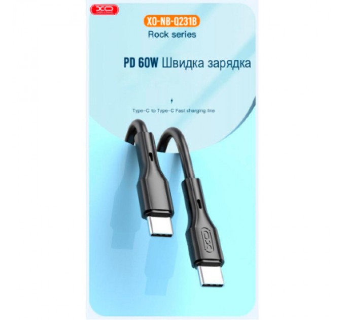 XO Дата кабель USB-C to USB-C 1.0m NB-Q231B 60W Black XO (NB-Q231B-BK)