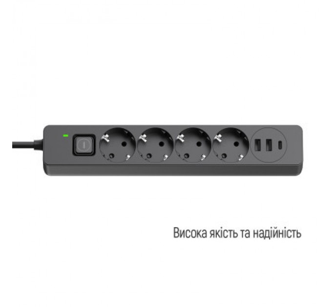 Мережевий фільтр живлення ColorWay CW-CHE435PDB, 4 розетки/3USB 5M (CW-CHE435PDB)