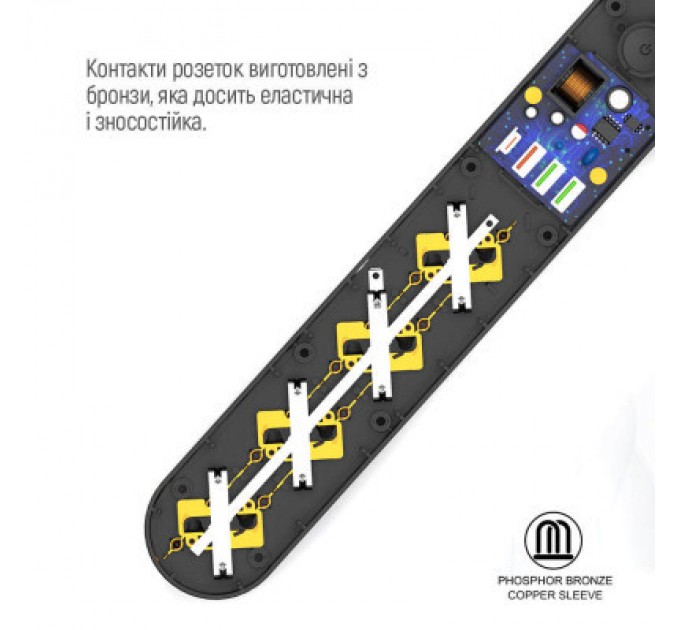 Мережевий фільтр живлення ColorWay CW-CHE44PDB, 4 розетки/4USB 2M (CW-CHE44PDB)