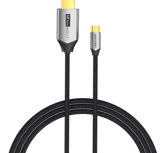 Кабель мультимедійний USB-C 3.1 to HDMI 1.5m 4K 60 Гц Thunderbolt 3 HDCP2.2 PVC Black Vention (CRBBG)
