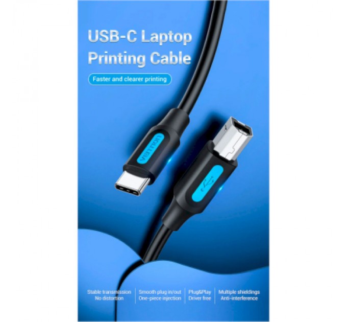 Vention Кабель для принтера USB 2.0 USB-C/BM 2.0m 2.4А 480Mbps Vention (CQUBH)