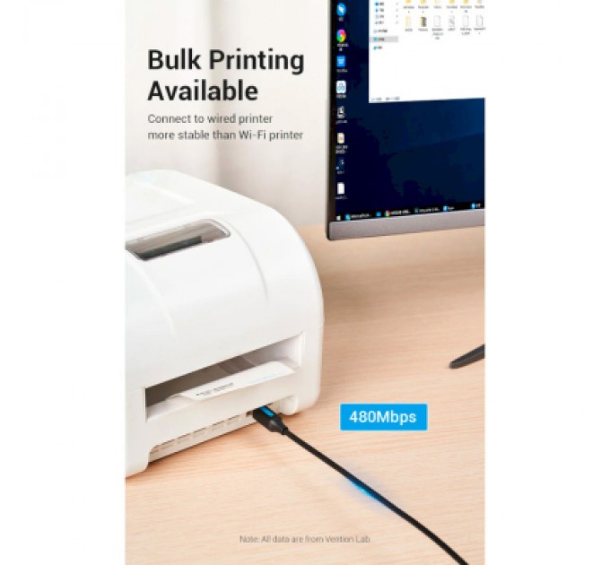 Vention Кабель для принтера USB 2.0 USB-C/BM 2.0m 2.4А 480Mbps Vention (CQUBH)