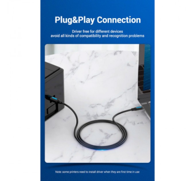 Vention Кабель для принтера USB 2.0 USB-C/BM 2.0m 2.4А 480Mbps Vention (CQUBH)