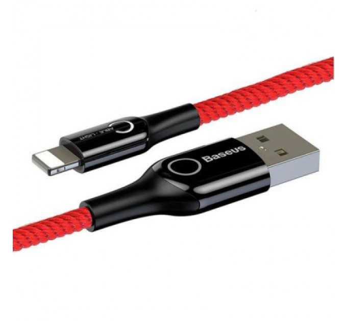 Baseus Дата кабель USB 2.0 AM to Lightning C-shaped Light Intelligent power-off Red Baseus (CALCD-09)
