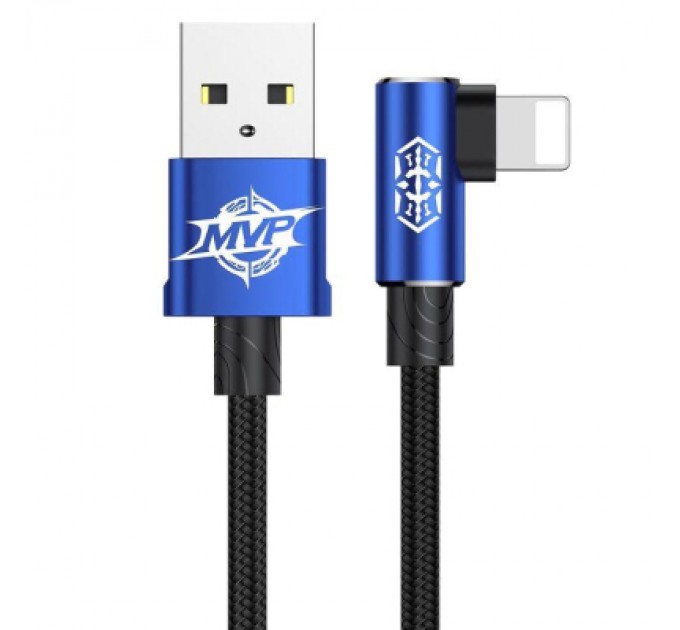Baseus Дата кабель USB 2.0 AM to Lightning 1.0m 2A MVP Elbow Blue Baseus (CALMVP-03)