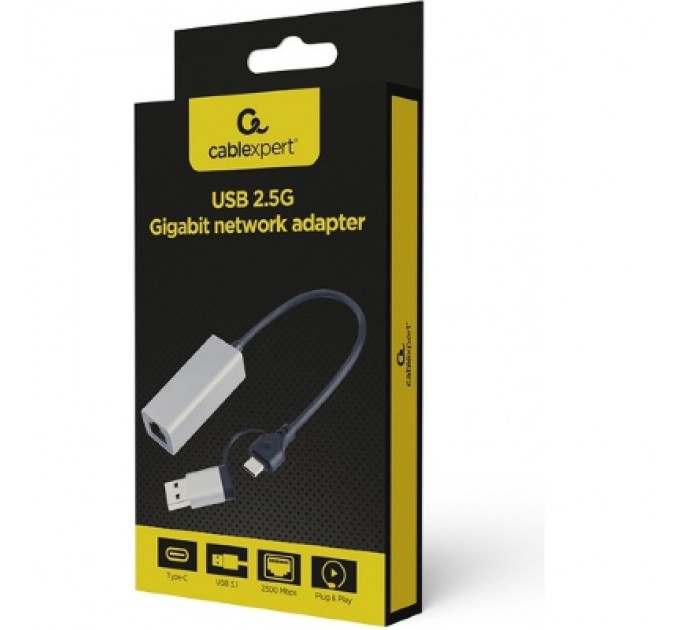 Cablexpert Адаптер USB-A /C to Lan 2.5 Gbit/s Cablexpert (A-USB3AC-LAN2G-01)