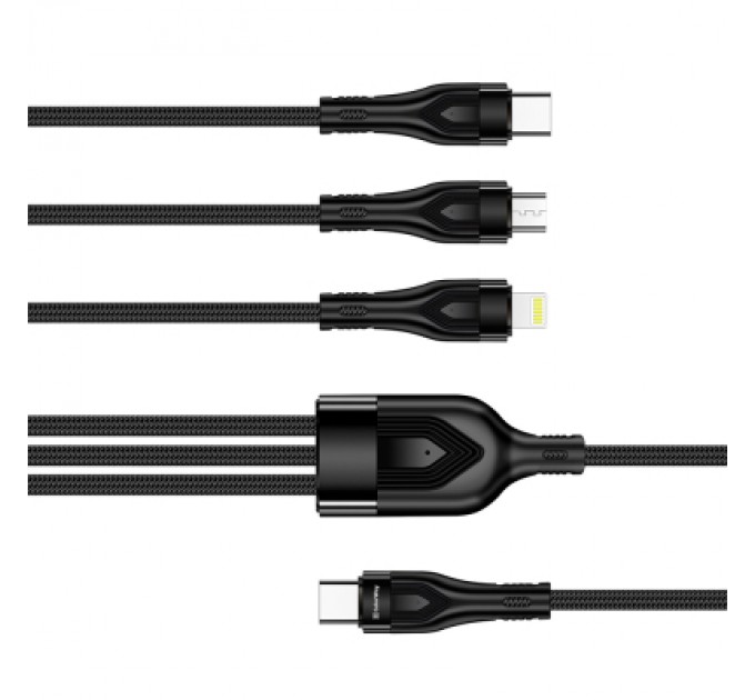 Дата кабель USB 2.0 AM to Lightning + Micro 5P + Type-C 1.2m 3.0A (PD60W data) Black ColorWay (CW-CBPDU3060-BK)