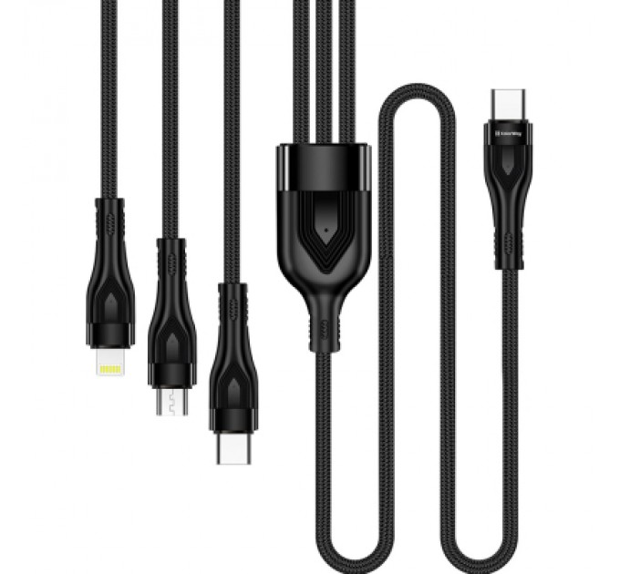 Дата кабель USB 2.0 AM to Lightning + Micro 5P + Type-C 1.2m 3.0A (PD60W data) Black ColorWay (CW-CBPDU3060-BK)