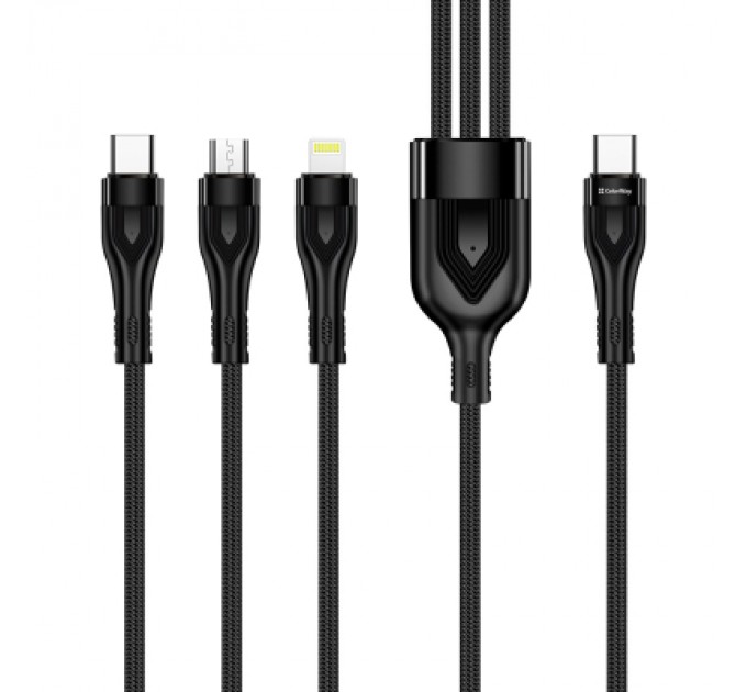 Дата кабель USB 2.0 AM to Lightning + Micro 5P + Type-C 1.2m 3.0A (PD60W data) Black ColorWay (CW-CBPDU3060-BK)
