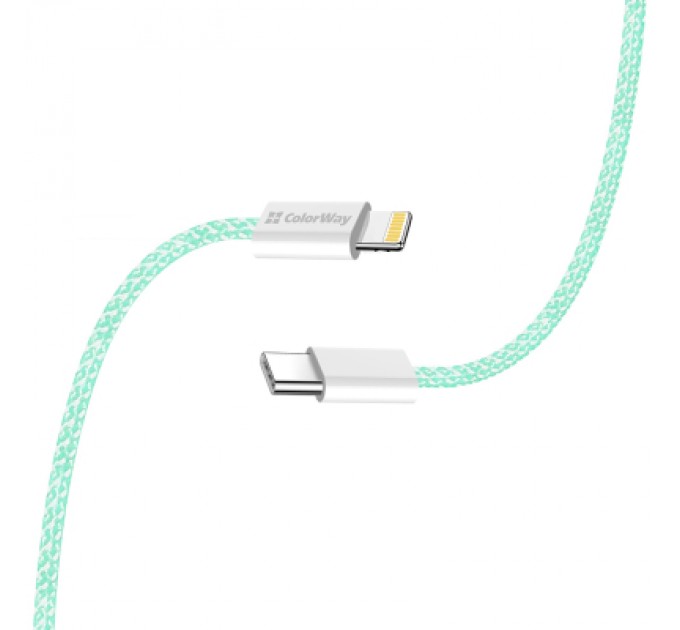 ColorWay Дата кабель USB-C to Lightning 1.0m 27W green ColorWay (CW-CBPDCL061-G)