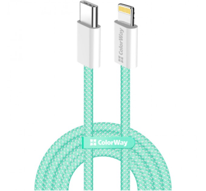 ColorWay Дата кабель USB-C to Lightning 1.0m 27W green ColorWay (CW-CBPDCL061-G)