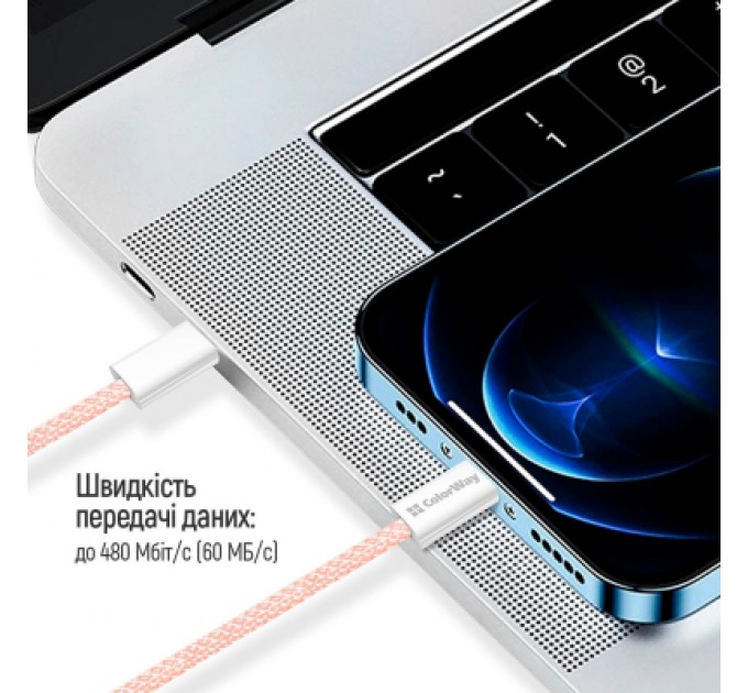 ColorWay Дата кабель USB-C to Lightning 1.0m 27W pink ColorWay (CW-CBPDCL061-P)