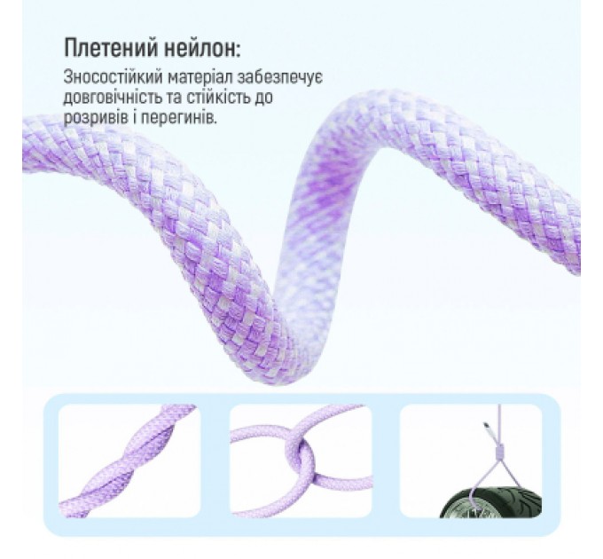 Дата кабель USB-C to Lightning 1.0m 27W purple ColorWay (CW-CBPDCL061-PU)