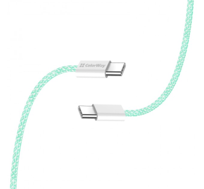 Дата кабель USB-C to USB-C 1.0m 60W 3.0А green ColorWay (CW-CBPDCC061-G)