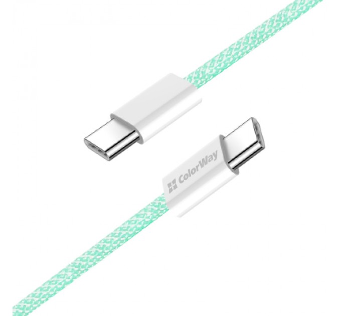 Дата кабель USB-C to USB-C 1.0m 60W 3.0А green ColorWay (CW-CBPDCC061-G)