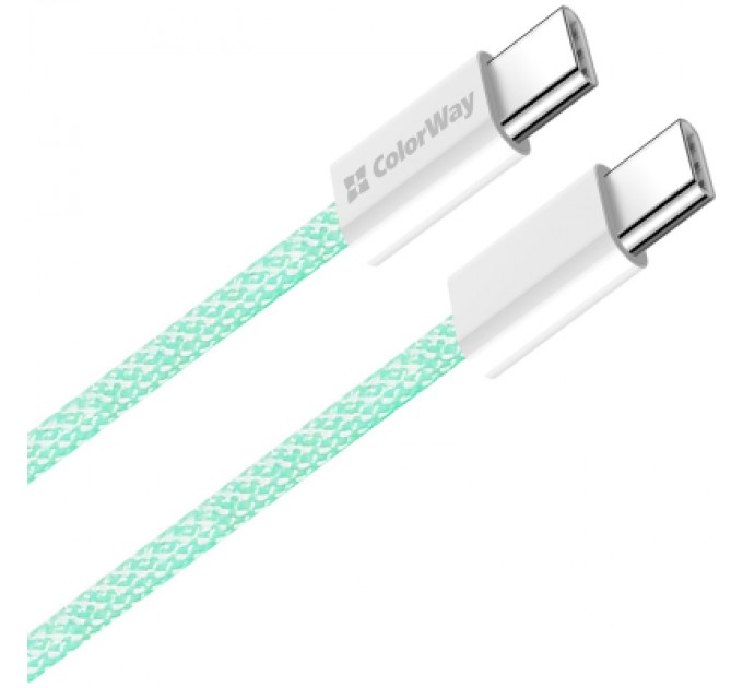 Дата кабель USB-C to USB-C 1.0m 60W 3.0А green ColorWay (CW-CBPDCC061-G)