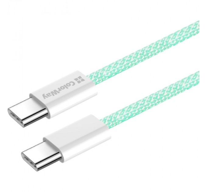 Дата кабель USB-C to USB-C 1.0m 60W 3.0А green ColorWay (CW-CBPDCC061-G)