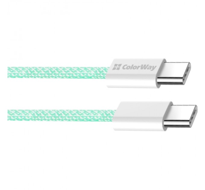 Дата кабель USB-C to USB-C 1.0m 60W 3.0А green ColorWay (CW-CBPDCC061-G)