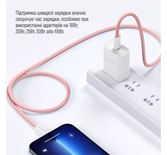 Дата кабель USB-C to USB-C 1.0m 60W 3.0А pink ColorWay (CW-CBPDCC061-P)