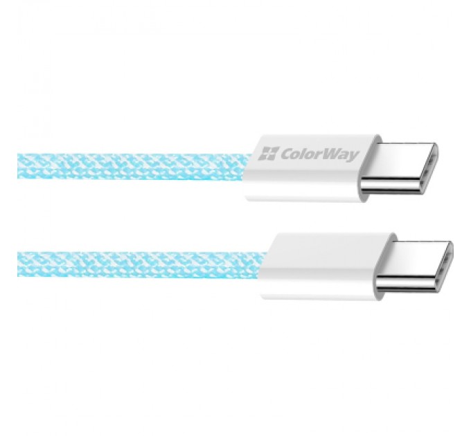Дата кабель USB-C to USB-C 1.0m 60W 3.0А blue ColorWay (CW-CBPDCC061-BL)