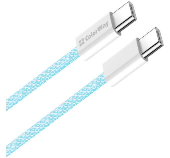 Дата кабель USB-C to USB-C 1.0m 60W 3.0А blue ColorWay (CW-CBPDCC061-BL)