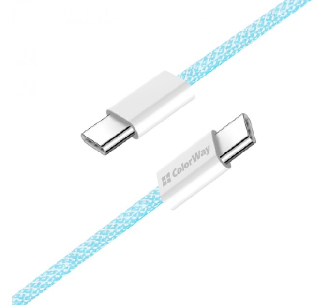 Дата кабель USB-C to USB-C 1.0m 60W 3.0А blue ColorWay (CW-CBPDCC061-BL)