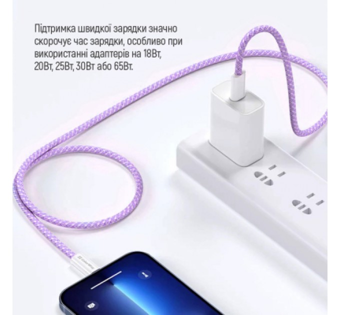 ColorWay Дата кабель USB-C to USB-C 1.0m 60W 3.0А purple ColorWay (CW-CBPDCC061-PU)