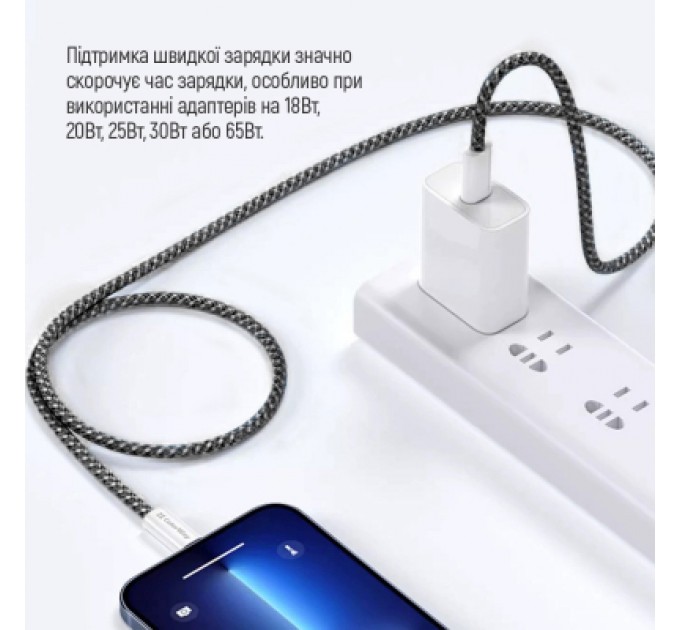 ColorWay Дата кабель USB-C to USB-C 1.0m 60W 3.0А black ColorWay (CW-CBPDCC061-BK)