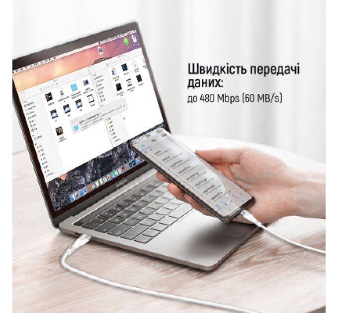 ColorWay Дата кабель USB-C to USB-C 1.0m (PD Fast Charging 240W) 5А white ColorWay (CW-CBPDCC065-WT)