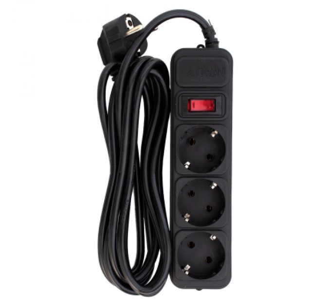 Patron Мережевий фільтр живлення Patron EXT-PN-SP-1033, 3m Black (EXT-PN-SP-1033)