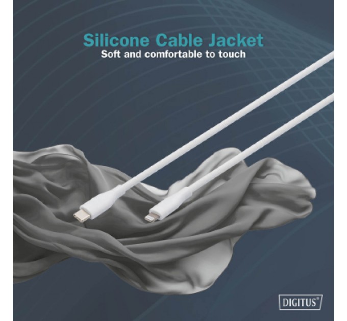 Assmann Дата кабель USB-C to Lightning 1.0m USB 2.0 60W silicone white Digitus (AK-600110-010-W)