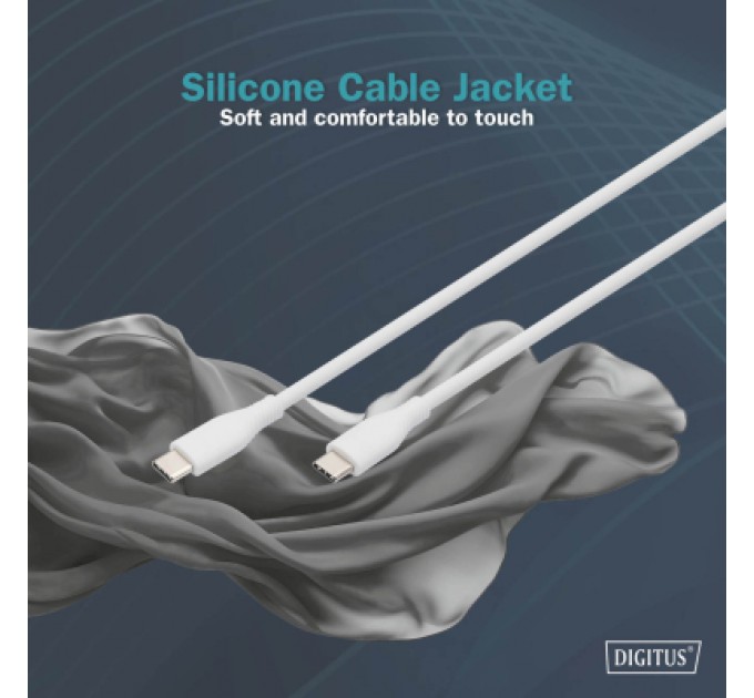 Дата кабель USB-C to USB-C 1.0m USB 2.0 60W silicone white Digitus (AK-300341-010-W)
