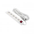 2E Мережевий подовжувач 2E 5XSchuko з вимикачем,5м, white (2E-U05ES15M5)