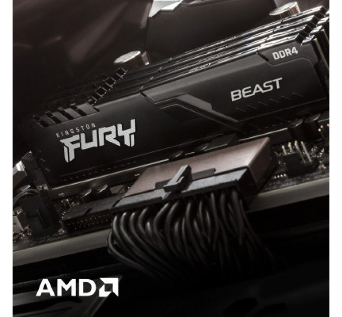 Kingston Fury (ex.HyperX) Модуль пам'яті для комп'ютера DDR4 32GB (2x16GB) 3600 MHz Fury Beast Black Kingston Fury (ex.HyperX) (KF436C18BBK2/32)