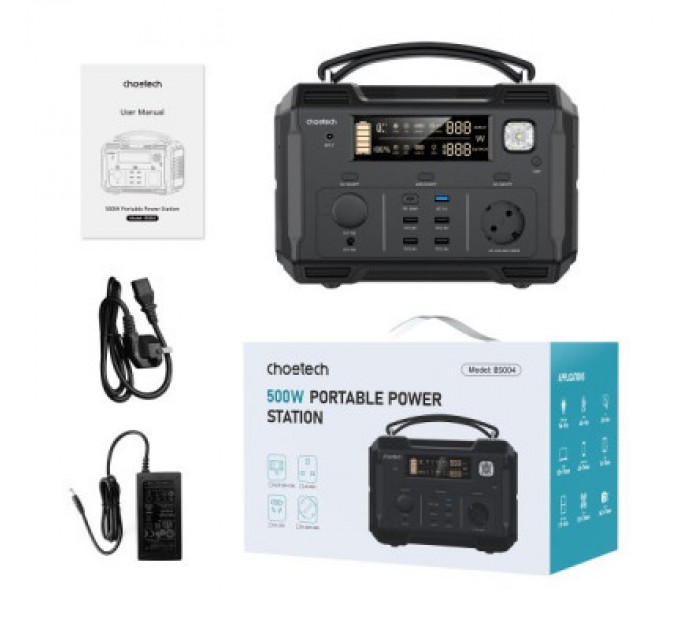 Зарядна станція Choetech BS004-EU-BK, 500W (BS004-EU-BK)