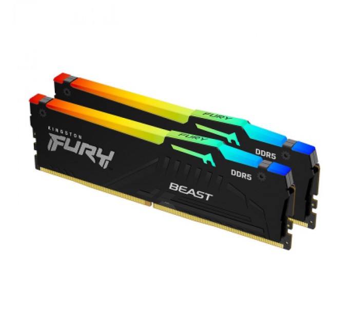 Kingston Fury (ex.HyperX) Модуль пам'яті для комп'ютера DDR5 32GB (2x16GB) 5600 MHz Beast RGB AM5 Black Kingston Fury (ex.HyperX) (KF556C36BBEAK2-32)