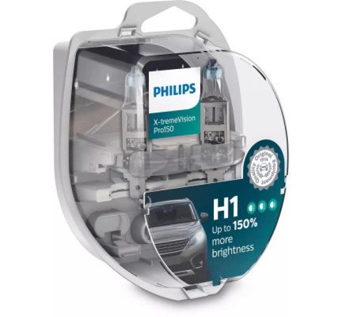 Philips Автолампа Philips H1 X-treme VISION PRO +150%, 3700K, 2шт/блістер (12258XVPS2)