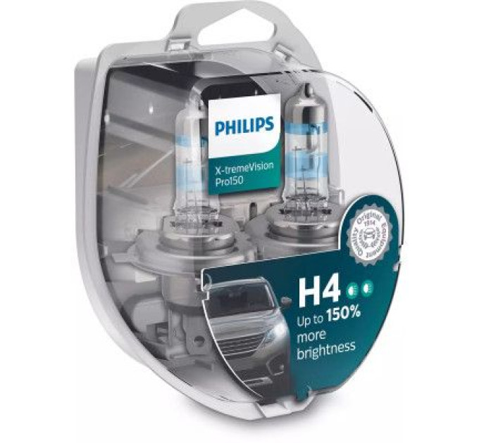 Philips Автолампа Philips H4 X-treme VISION PRO +150%, 3700K, 2шт/блістер (12342XVPS2)