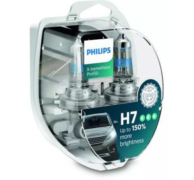 Philips Автолампа Philips H7 X-treme VISION PRO +150%, 3700K, 2шт/блістер (12972XVPS2)