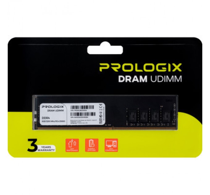Модуль пам'яті для комп'ютера DDR4 8GB 3200 MHz Prologix (PRO8GB3200D4)