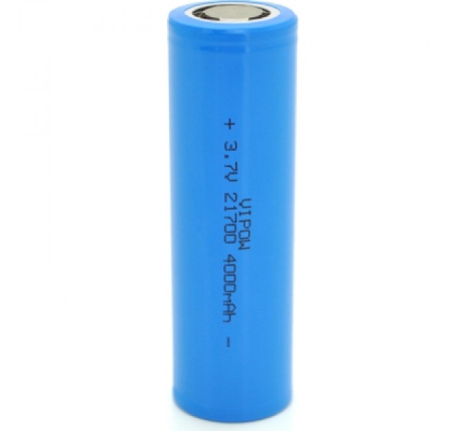 Акумулятор 21700 4000mAh, 3.7V, Blue, FlatTop Vipow (ICR21700-4000mAhFT / 31078)