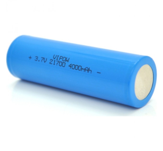 Акумулятор 21700 4000mAh, 3.7V, Blue, FlatTop Vipow (ICR21700-4000mAhFT / 31078)